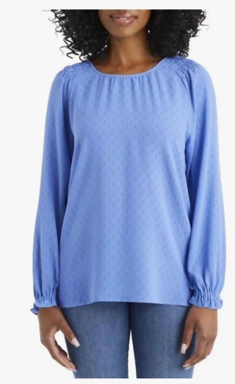 Jessica Simpson Women's Textured Polyester Blouse with Long Blouson Sleeves